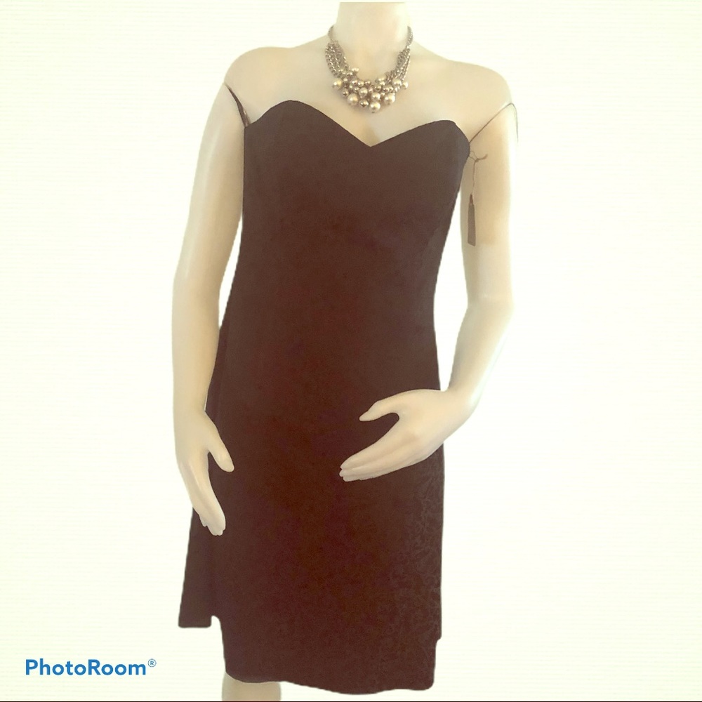 White House Black Market Black Strapless Dress 10
